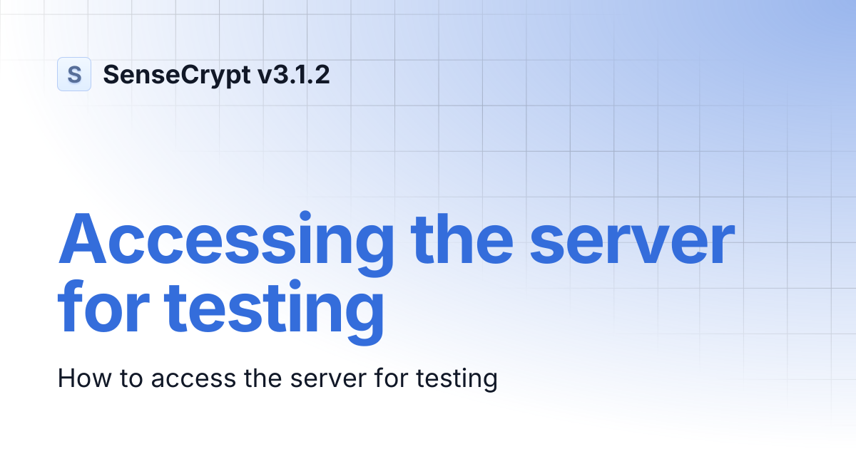 Accessing the server for testing | SenseCrypt v3.1.2