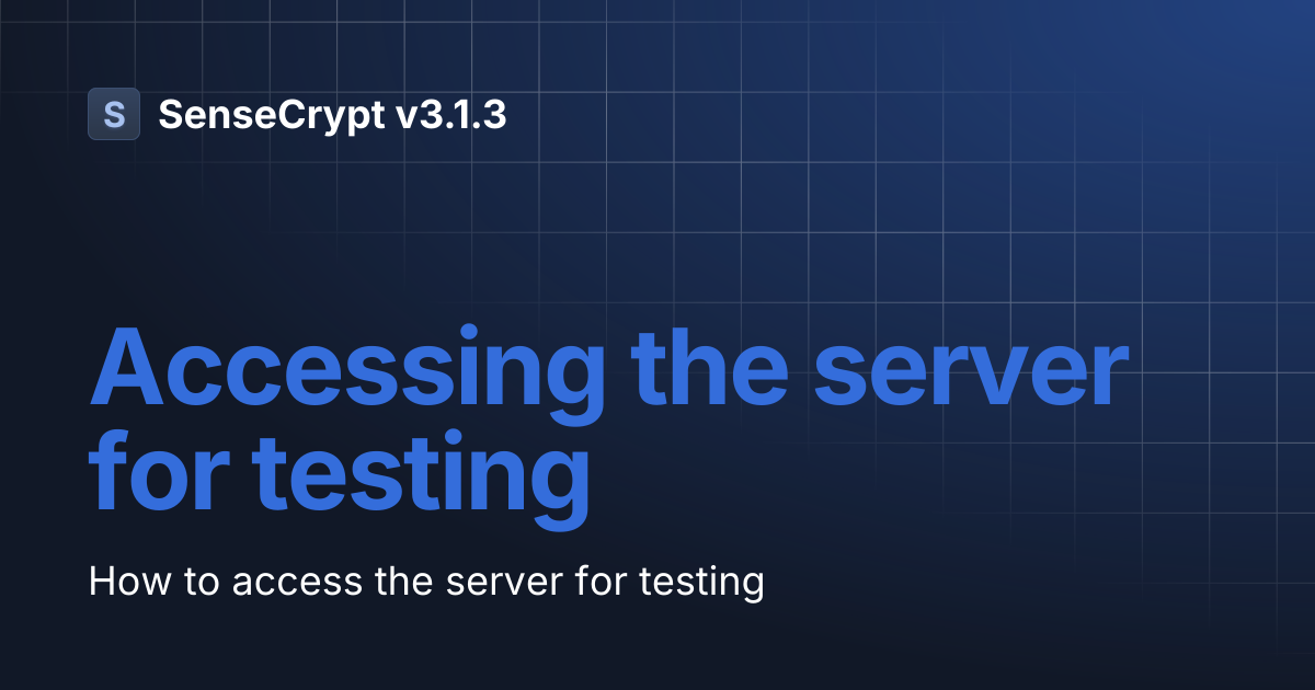 Accessing the server for testing | SenseCrypt v3.1.3
